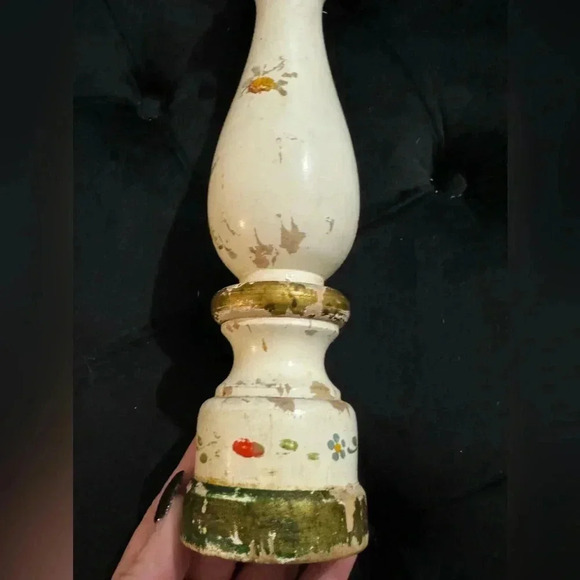 VTG Cottagecore Wood Pepper Grinder Patina Handpainted Country Cottagecore 90’s - Picture 6 of 12